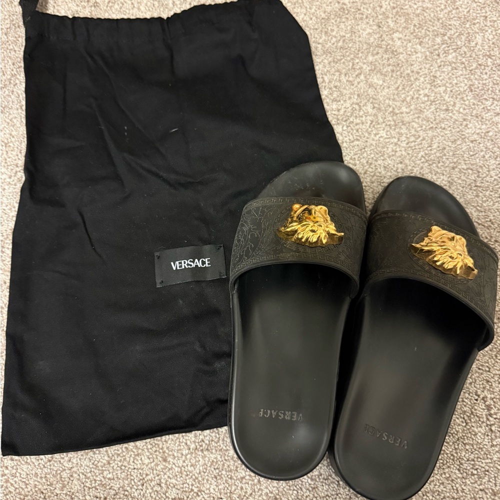 Versace Black and Gold Women’s Slides